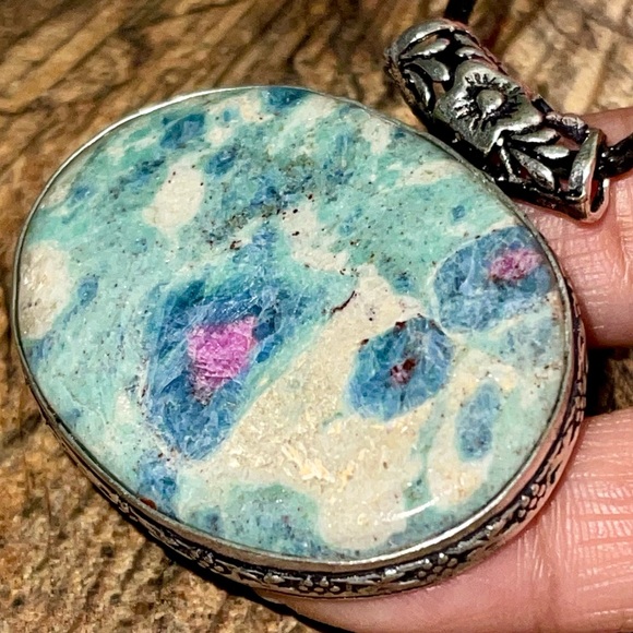 Corundum Ruby Fuchsite Pendant 1 1/2”x 1 7/8” - Picture 7 of 14